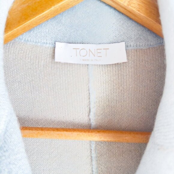 Tonet Light Blue Baby Suri Alpaca Merino Wool Knit Blazer 44/S - Picture 3 of 5